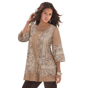 Roaman's Women's Plus Size Monique Printed Big Shirt - 1 of 4