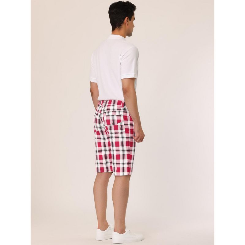 Lars Amadeus Men's Summer Plaid Shorts Slim Fit Flat Front Pattern Short Pants, 5 of 7