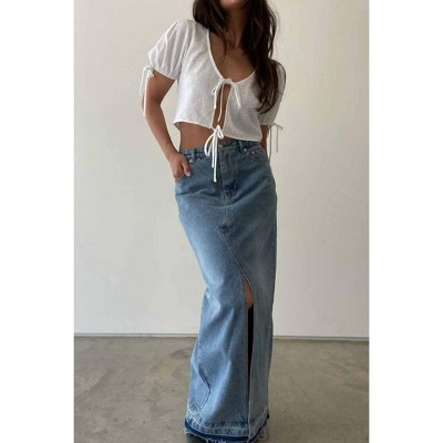 Women's Dakota Denim Maxi Skirt - Et Clet