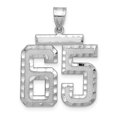 Black Bow Jewelry 14k White Gold, Varsity Collection, Large D/C Pendant, Number 65