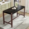 Modern Counter Height Table Bar Table Dining Table Wooden Kitchen Table with Faux Marble Top, Brown+White/Black-ModernLuxe - 2 of 4