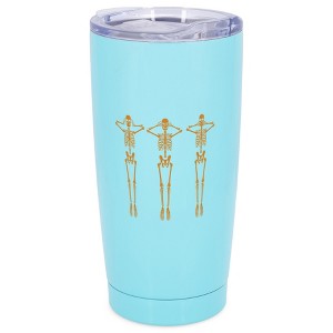 Elanze Designs Hear See Speak No Evil Skeleton Halloween Wrap-Around Design 20 Ounce Stainless Steel On-The-Go Coffee Mug, Thermal Travel Tumbler with - 1 of 4