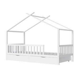 TopComfy Beds Full Size Wooden House Bed with Storage Drawers Tent Bed Daybed No Box Spring Needed for Kids, White, 77.17"*33.86"*20.87" - 1 of 4