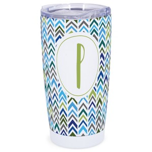 Elanze Designs P Monogram Herringbone Arrows Wrap-Around Design 20 Ounce Stainless Steel On-The-Go Coffee Mug, Thermal Travel Tumbler with Leak - 1 of 4