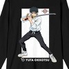 Jujutsu Kaisen 0 Film Yuta Okkotsu Fighting Pose Adult Black Crew Neck Long Sleeve Tee - 2 of 3