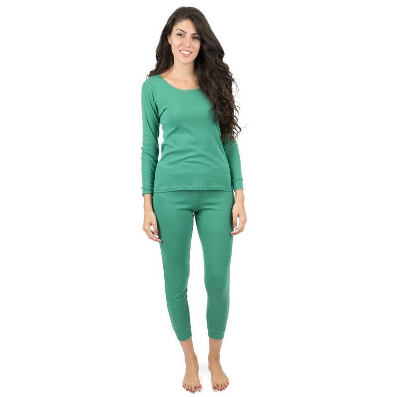 Leveret Womens Two Piece Cotton Solid Boho Color Pajamas, 2 of 3