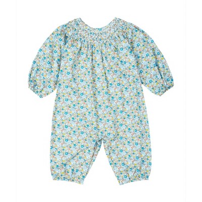 Girl ' Long-Sleeve Liberty Smocked Playsuit - Petit Confection