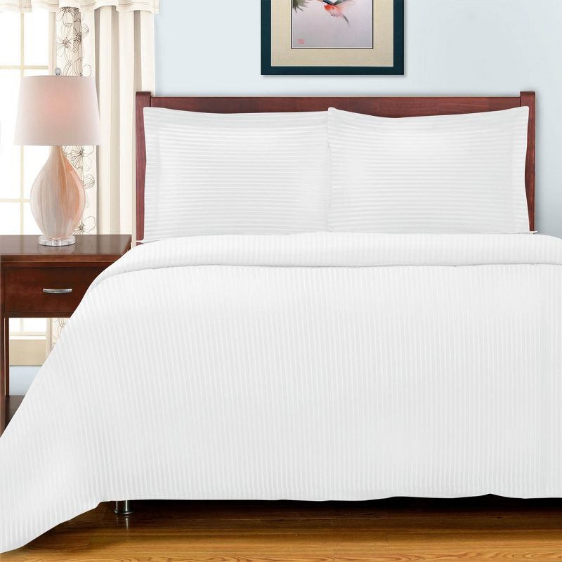 Premium 600-Thread Count Cotton Stripe Duvet Cover and Pillow Sham Set by Blue Nile Mills, 2 of 6