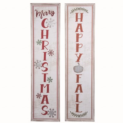 Transpac Wood 47 in. White Christmas Reversible Porch Decor