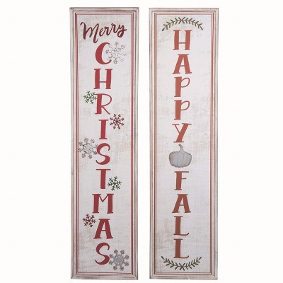 Transpac Wood Multicolor Christmas Reversible Porch Decor