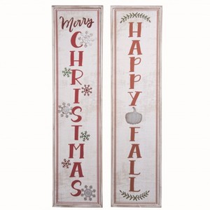 Transpac Wood 47 in. White Christmas Reversible Porch Decor - 1 of 2