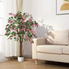 Orieon 4FT Artificial Bougainvillea Tree Pink Flowers, UV-Proof Faux Bougainvillea Plant in Pot for Indoor Outdoor Living Room Patio Decor - 4 of 4