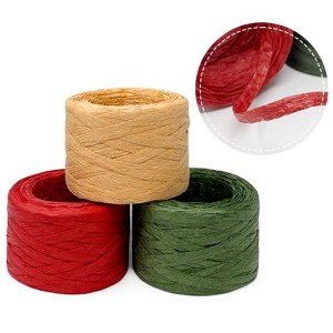 Wrapables Christmas Raffia Ribbons 492 Feet Total, Paper Twine for Gift Wrapping, DIY Crafts, Decorations (Set of 3) - 1 of 4