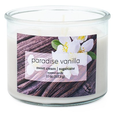 11oz 3-Wick Glass Candle Paradise Vanilla