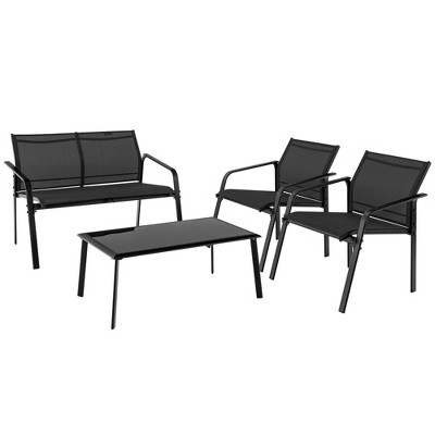 Tangkula 4PCS Patio Conversation Futniture Set w/ Fabric and Anti-Rust Steel Frame