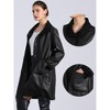 Allegra K Women's Faux Leather Button Up Collar Classic Winter Mid Long Coat - 2 of 4