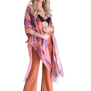 Women's Floral Motif Boho Festival Cover Up Duster - LETO - 1 of 3