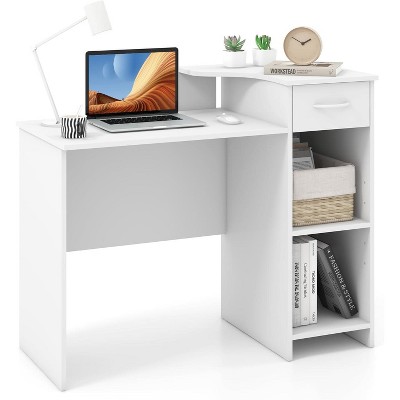 Tangkula Computer Desk with Printer Shelf Modern PC Workstation with Storage Drawer and CPU Stand 40.5” Writing Desk with Cable Hole White Tangkula Computer Desk with Printer Shelf Modern PC Workstation with Storage Drawer and CPU Stand 40.5” Writing Desk with Cable Hole White