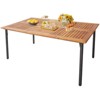 Tangkula Rectangular Acacia Wood Dining Table w/ 1.9" Umbrella Hole Patio Natural & Black - 2 of 3