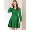 INSPIRE CHIC Women's V-neck Long Sleeve Tie Waist Ruffle Hem Mini Dress - 3 of 4