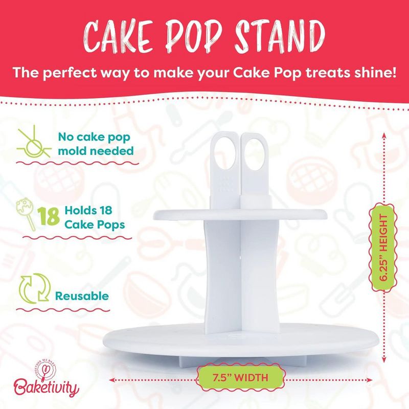 Cake Pop Stand by Baketivity | Lollipop Stand Cake Pop Holder | Plastic CakePopsical Stand | Cake Stand Set – No Cake Pop Mold Needed, 3 of 7