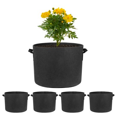 Unique Bargains Thickened Fabric Durable Handles Multipurpose Good Drainage Plant Grow Bags 5 Pcs