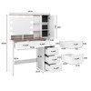 Glass Top Vanity with Mirror, RGB Lights & Charging Station, Brown Vanity Table Set - 2 of 4