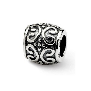 Black Bow Jewelry Sterling Silver Scroll & Dots Bali Bead Charm - 1 of 3