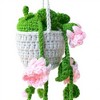 Anna-Kaci Handmade Crochet Hanging Flower Basket Decoration with Blooming Details - 3 of 4