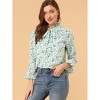 Allegra K Women's Ruffle Collar 3/4 Sleeve Tie Neck Chiffon Floral Blouse - 3 of 4