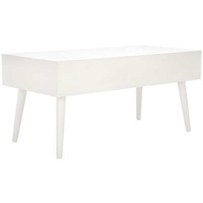 Mozart Mid-Century Rectangular Coffee Table with Storage - Distressed White
