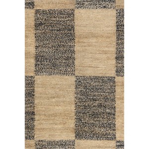 Nuloom Michaela Checkered 8x10 Jute Indoor Area Rug for Dining Room Rug Neutral Rug Living Room Rug Kitchen, Natural/Grey - 1 of 4