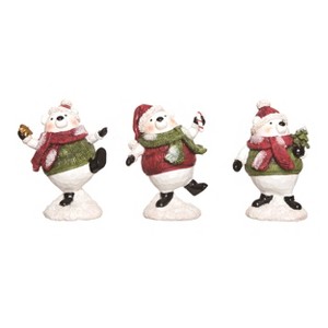 Transpac Resin Chunky Polar Bear Figurine Set of 3 Christmas Home Decorations - 1 of 1
