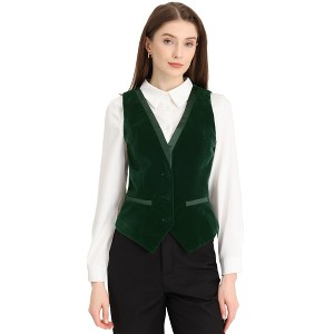 INSPIRE CHIC Women's V Neck Sleeveless Retro Waistcoat Vest - 1 of 4