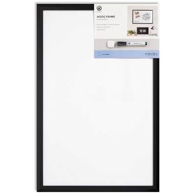 U Brands 23x35 Magnetic Dry Erase Board Black Wood Frame With