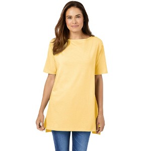 Woman Within Plus Size Perfect Short-Sleeve Boatneck Tunic - 1 of 4