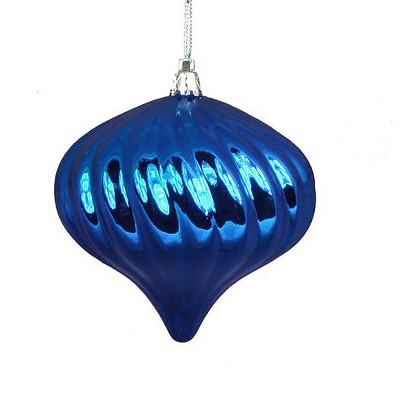 Northlight 4ct Shiny Swirl Shatterproof Onion Drop Christmas Ornament Set 4" - Blue