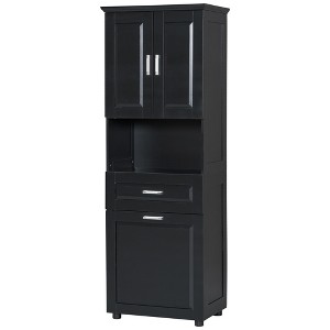 Dexmalle Tall Bathroom Cabinet with Laundry Basket with Large Storage Space Tilt-Out Laundry Hamper and Upper Storage Cabinet - 1 of 4