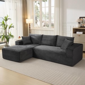L-Shaped Modular Sectional Couch for Living Room, Plush Corduroy Fabric Upholstered Sofa, Modern Lounge, No Assembly Required - 1 of 4