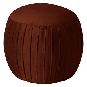 Ember Round Shirred Ottomon Cedar Velvet - Skyline Furniture, Adult Unisex