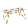 Homy Casa Rectangular Glass Top Table with Gold Metal Frame– Modern Glam Dining or Office Desk - 2 of 4