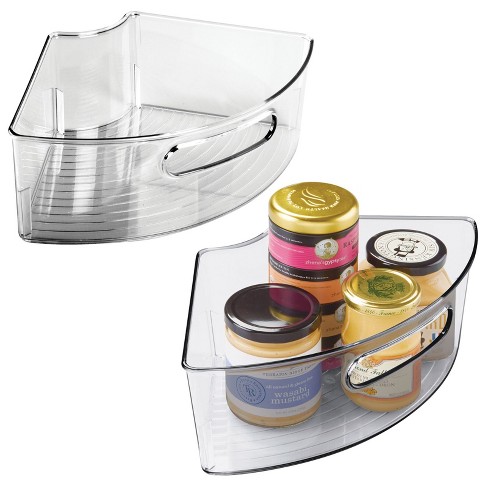 iDesign Plastic Lazy Susan Storage Basket 1/4 Wedge for Cabinet, Clear