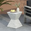 Mayeerty 14.75" White Prismatic Symmetry Concrete Coffee Table with Smooth Wood Grain Texture for Patio, Garden - 2 of 4