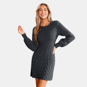 Women's Cozy Cable Knit Sweater Mini Dress - Cupshe - 1 of 4