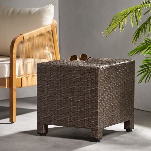 CAVINAS 18" Cube Patio Side Table, Weather-Resistant Woven Design Outdoor End Table, Rattan  Patio End Tables for Patio, Outdoor Sofa Side Table - 1 of 4