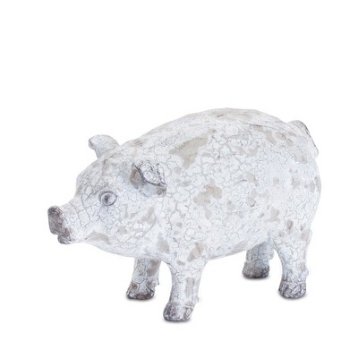 Distressed White and Brown Resin Farm Animal Figurines Set