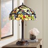Robert Louis Tiffany Traditional Table Lamp 24.75" High Bronze Tropical Birds Stained Glass Shade for Living Room Family Bedroom Nightstand - 2 of 4