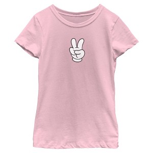 Girls Mickey & Friends Peace Sign Gloves T Shirt - 1 of 4