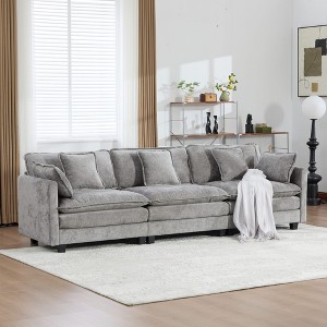 Cloud Sofa 3-Seater, Modular Sectional Couch with Chenille Fabric & High-Elastic Double-Layer Cushions â€ - 1 of 4