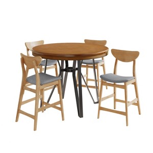 Christopher Knight Home Gavin 5 Pieces Wood and Metal Counter Height Upholstered Dining Set - 1 of 4